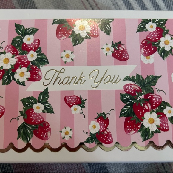 Lovely Pink Strawberry Thank You Card NWT - Picture 1 of 6